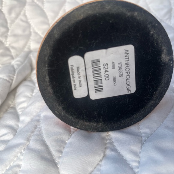 Vintage Brass & Ceramic Candlestick Holder Anthropologie Made India 3” - Picture 6 of 6